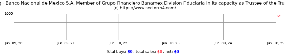 Insider Trading Transactions for Banco Nacional de Mexico S.A. Member of Grupo Financiero Banamex Division Fiduciaria in its capacity as Trustee of the Trust No. F/17937-8